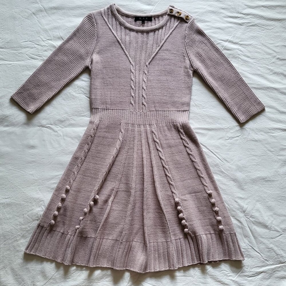MAK Sweater Knit Dress, Lilac Flared Skirt, Size L - Worn Twice